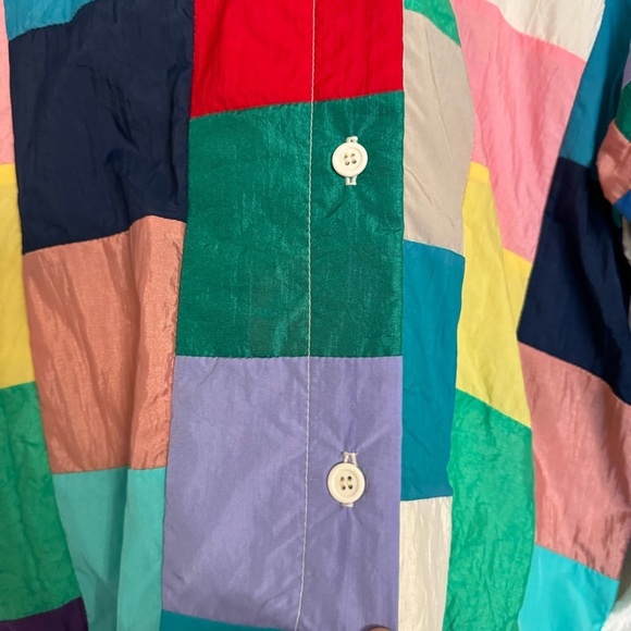 Vinta RARE Marguerite Rubel Patchwork Coat Jacket Of Many Colors Size L Retro - Picture 4 of 16